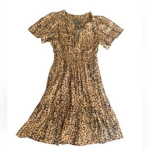 COPY - Anthropologie V Neck Elastic Cinched Waist Short Sleeve Ruffle Tiered Dr…